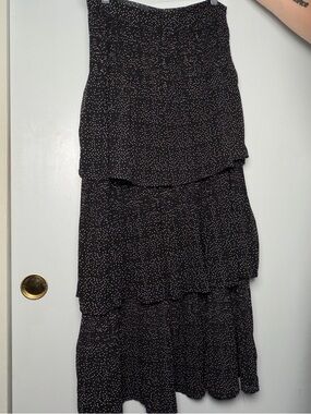 Black Polka Dot Tiered Maxi Skirt - Unbranded